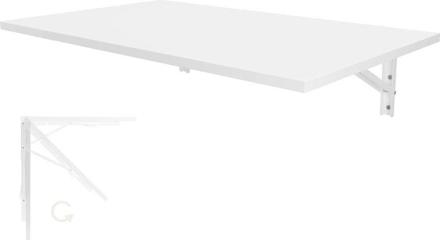 Wandklaptafel 80x50 cm wit Inklapbare Eettafel Keukentafel voor Wandmontage klaptafel wandmontage