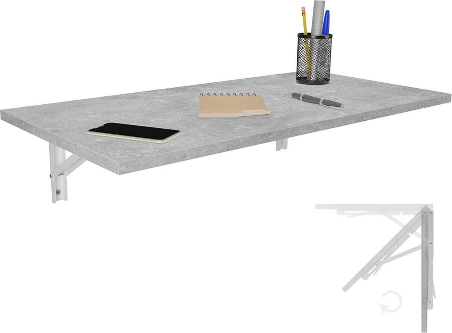 Wandklaptafel Inklapbare Keukentafel 80x40 cm Beton kleur Wandmontage