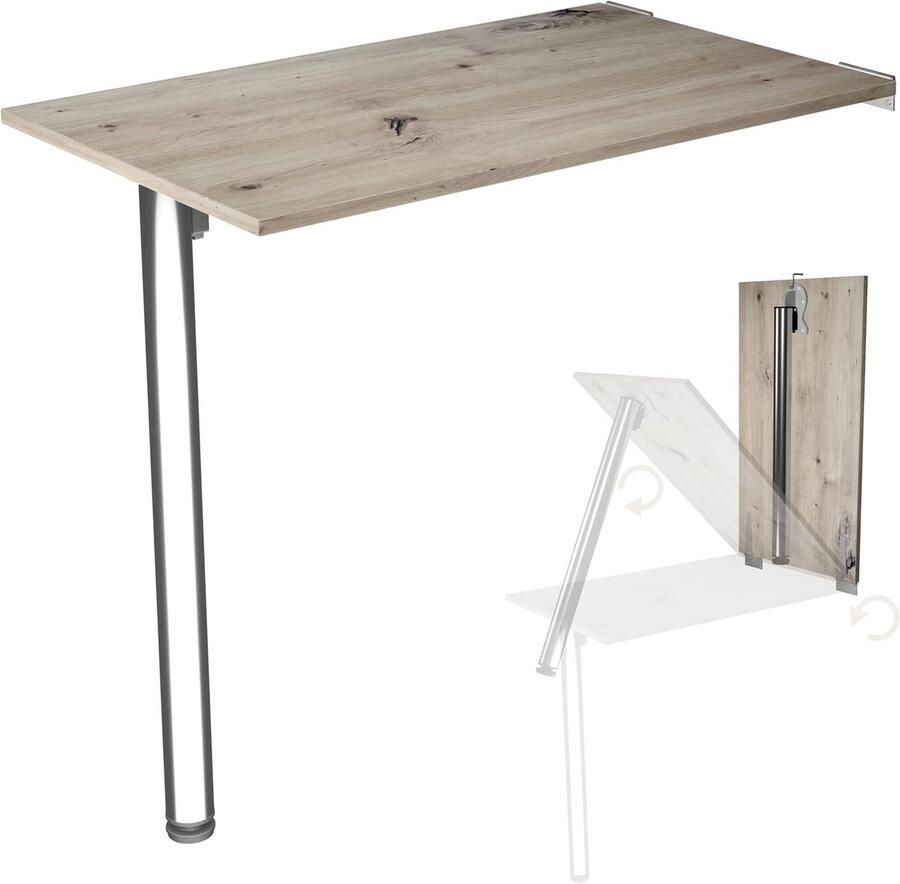 Wandklaptafel Praktische eettafel Eiken 80x50 cm