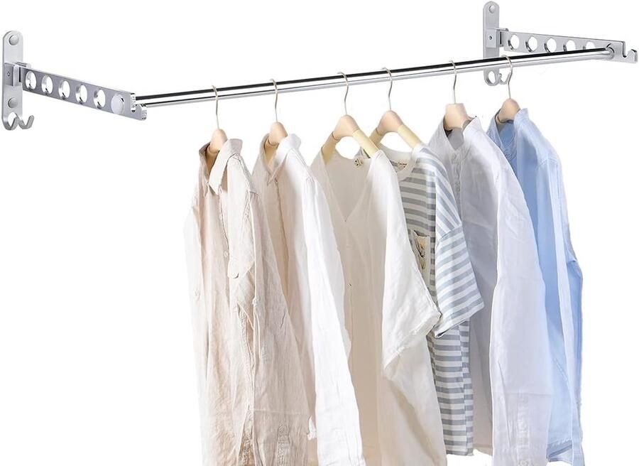 Wandkleding Ventilator Opvouwbaar Kledingrek Geschikt voor Slaapkamer - Foto 2