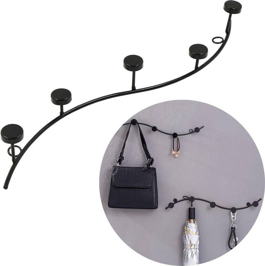 Wandkledinghaken metaal wandkapstok kapstok decoratieve wandhaken eenvoudige creatieve haken thuis wanddecoratie slaapkamer entree achter deur badkamer ophanging zwart 1 stuk