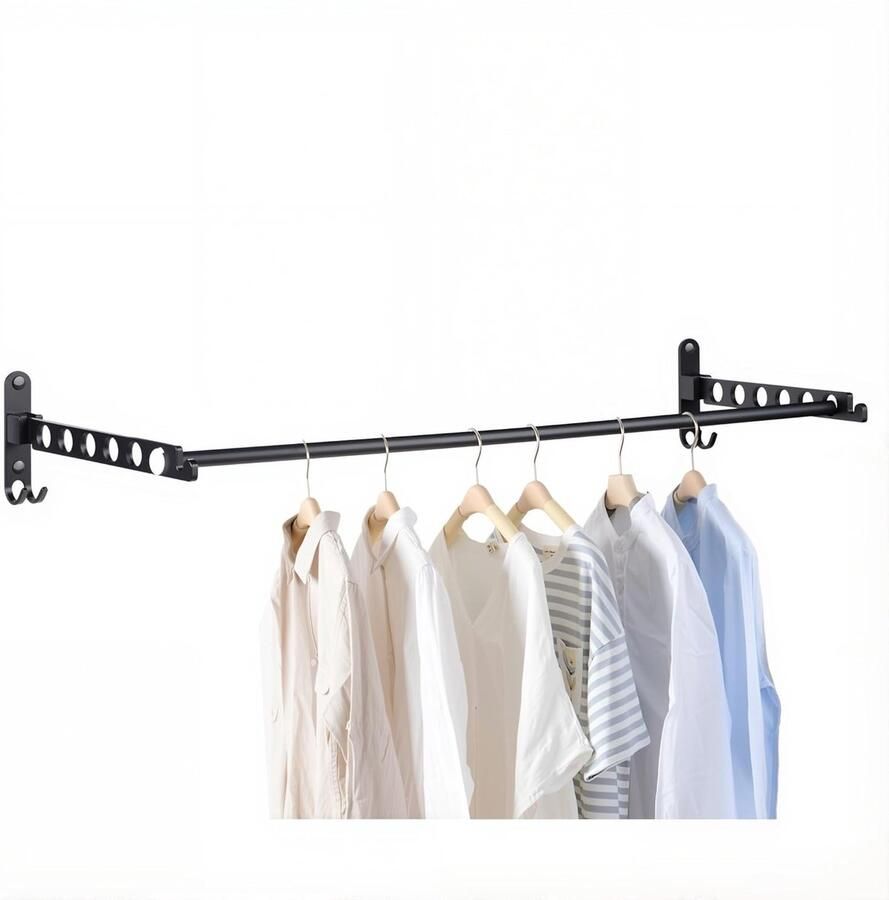 Wandkledingkast Opvouwbaar kledingrek 2 stuks zwart