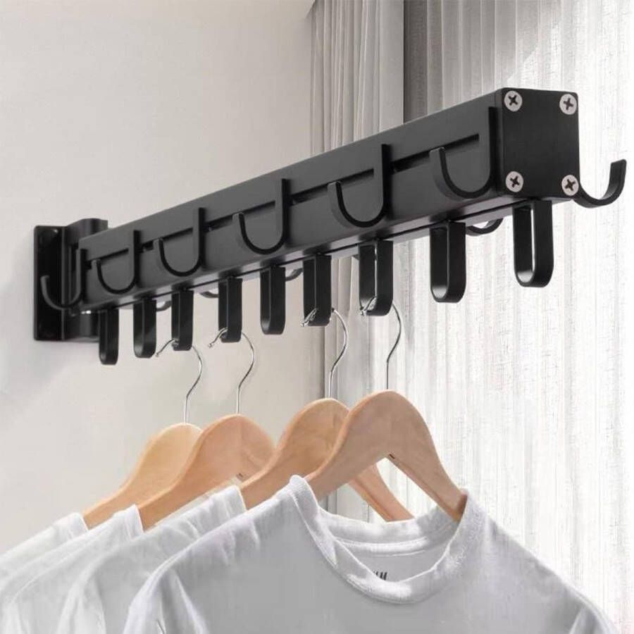 Wandkledingrek 60cm c opvouwbaar kledingrek met 21 haken voor balkon wasruimte badkamer slaapkamer