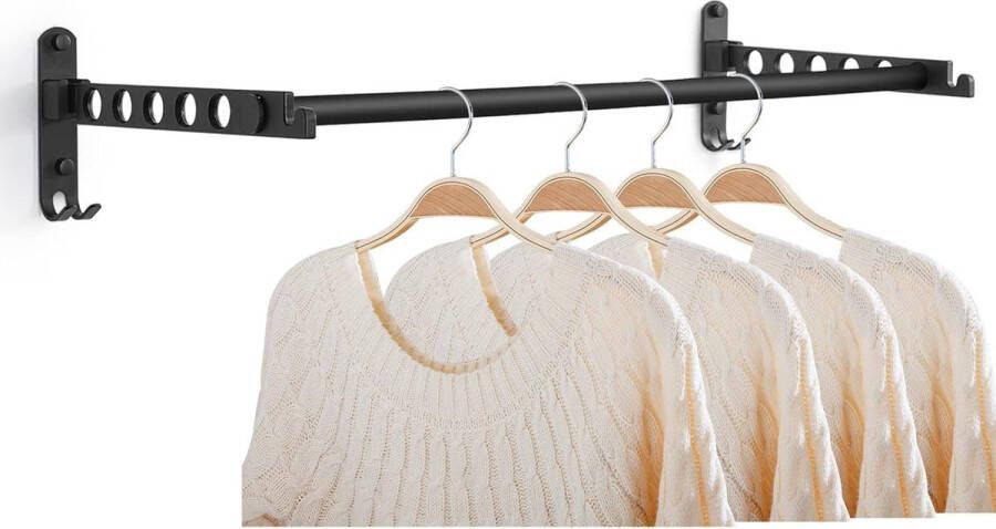 Wandkledingventilator kledingstandaard kledinghaak inklapbaar met stang wandmontage garderobehaken aluminium voor slaapkamer wasruimte