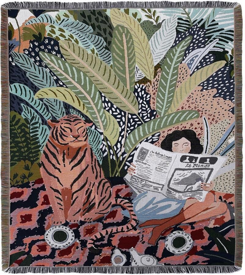 Wandkleed Wandtapijt 130x160cm gebreide deken versierd met franjes Boheems Eenvoudig Zacht Comfortabel Beschermt tegen kou voor bank stoel rust en dutje