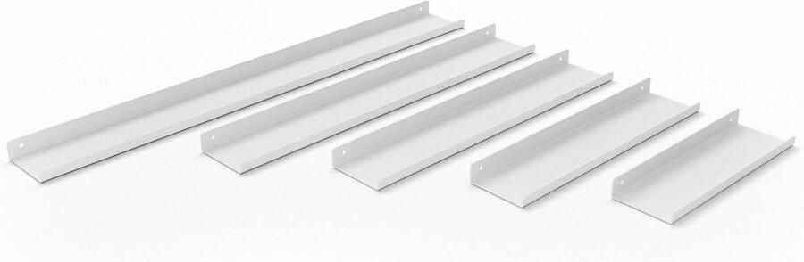 Wandlijst 30 40 50 60 80 100 120 cm Metalen Plank en Fotolijst voor Wanddecoratie Ideaal als Badkamerrek en Sleutelrek Wit 50 cm