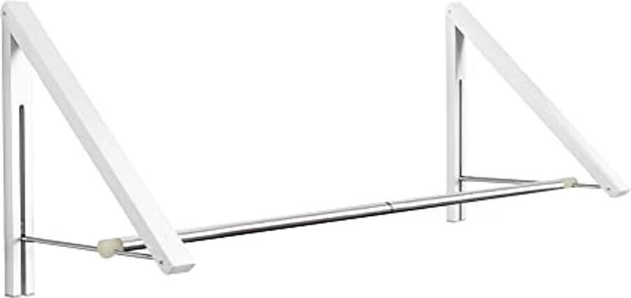 Wandmontage Droogrek en Kleerhanger Opvouwbaar Aluminium Organizer voor Thuisopslag Ruimtebesparend Design Wit 2 Rekken met Stang