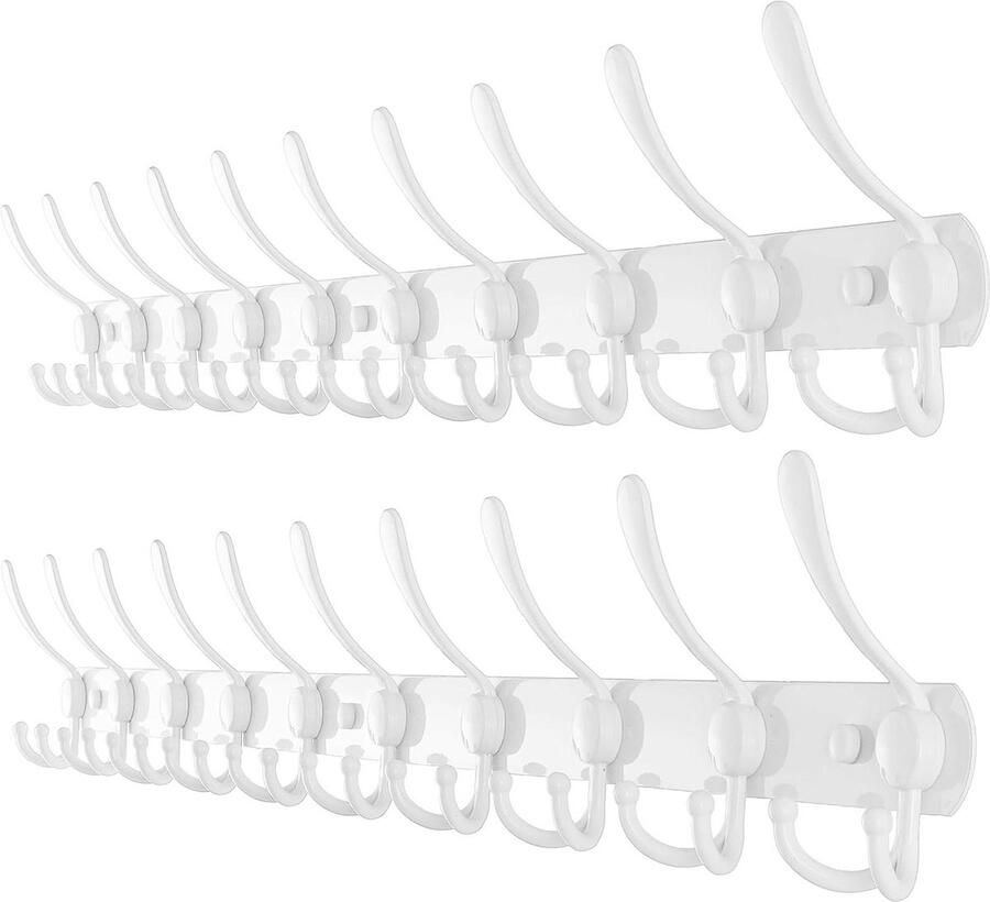 Wandmontage kapstok 10 tri haken roestvrijstalen kapstok voor jas hoed handdoek wit set van 2 hook coat rack wall mounted