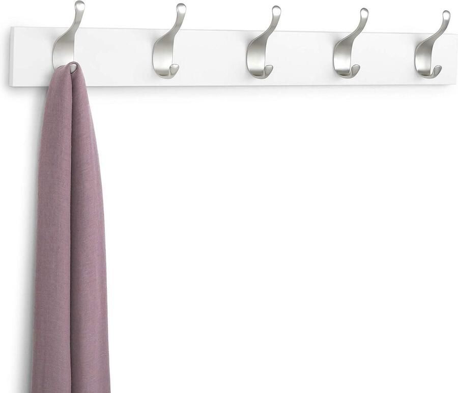 Wandmontage Kapstok 5 Moderne Haken Wit Toegevoegd Kapstok