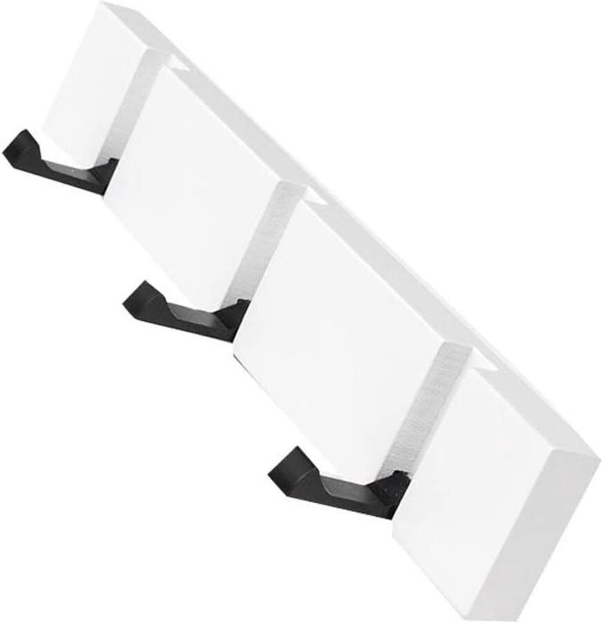 Wall Mounted Coat Rack Hanger with Folding Metal Hooks White (3 Hooks)