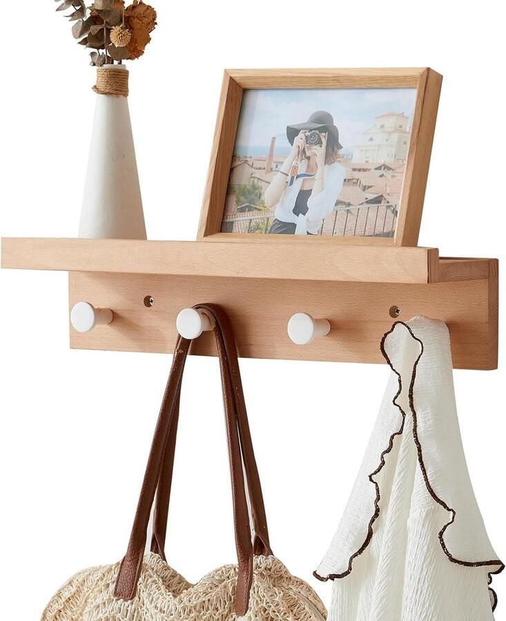 Wandmontage kapstok Houten kapstokhaken voor jassen sjaals handtassen hoedenrek 485 cm