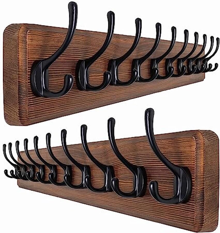 Wandmontage kapstok in boerderijstijl set van 2 10 haken voor het ophangen van kleding en handdoeken