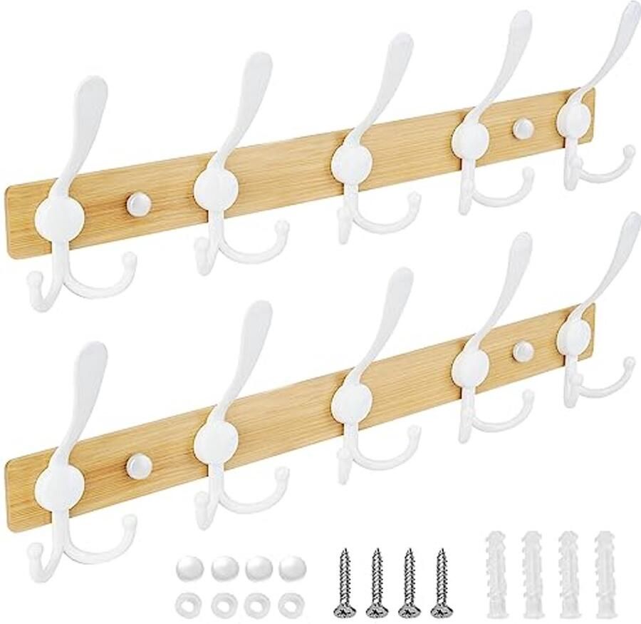 Wandmontage kapstok met 5 zware haken Stijlvolle metalen constructie voor jassen en hoeden in hal of gangen