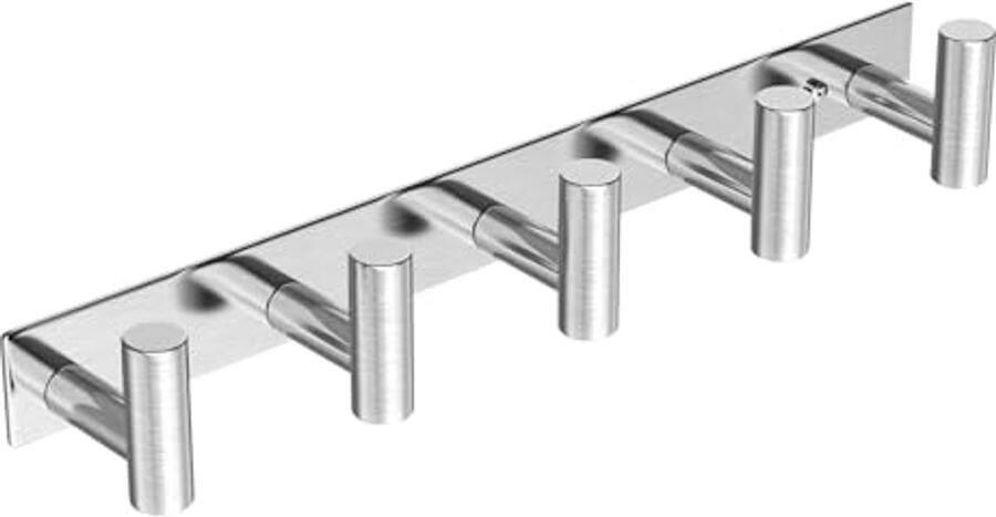 Wandmontage Kapstok met 5 Zware Metalen Haken voor Handdoeken Jassen en Accessoires