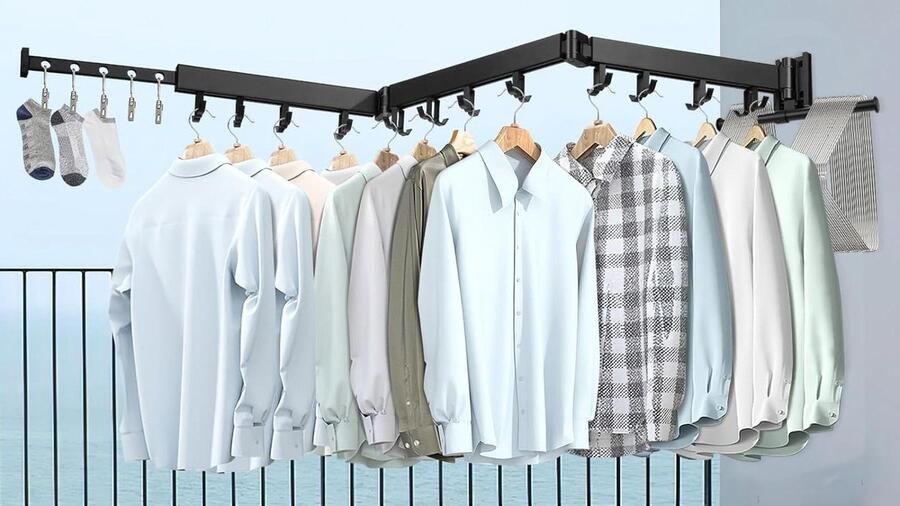 Wandmontage kledinghanger rek intrekbaar plafond droogrek ruimtebesparend wasdroogrek opvouwbaar voor wasruimte balkon modderslaapkamer Opvouwbare kledingrek