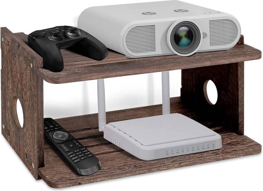 Wandmontage Projectorplank TV-standaard WiFi Router Opbergdoos Wandmontage TV-plank voor kabelboxen afstandsbediening dvd-speler houten
