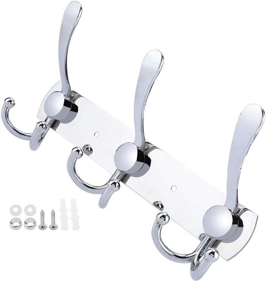 Wandmontage Roestvrijstalen Kapstok Multifunctioneel voor Slaapkamer en Badkamer (3 haken)