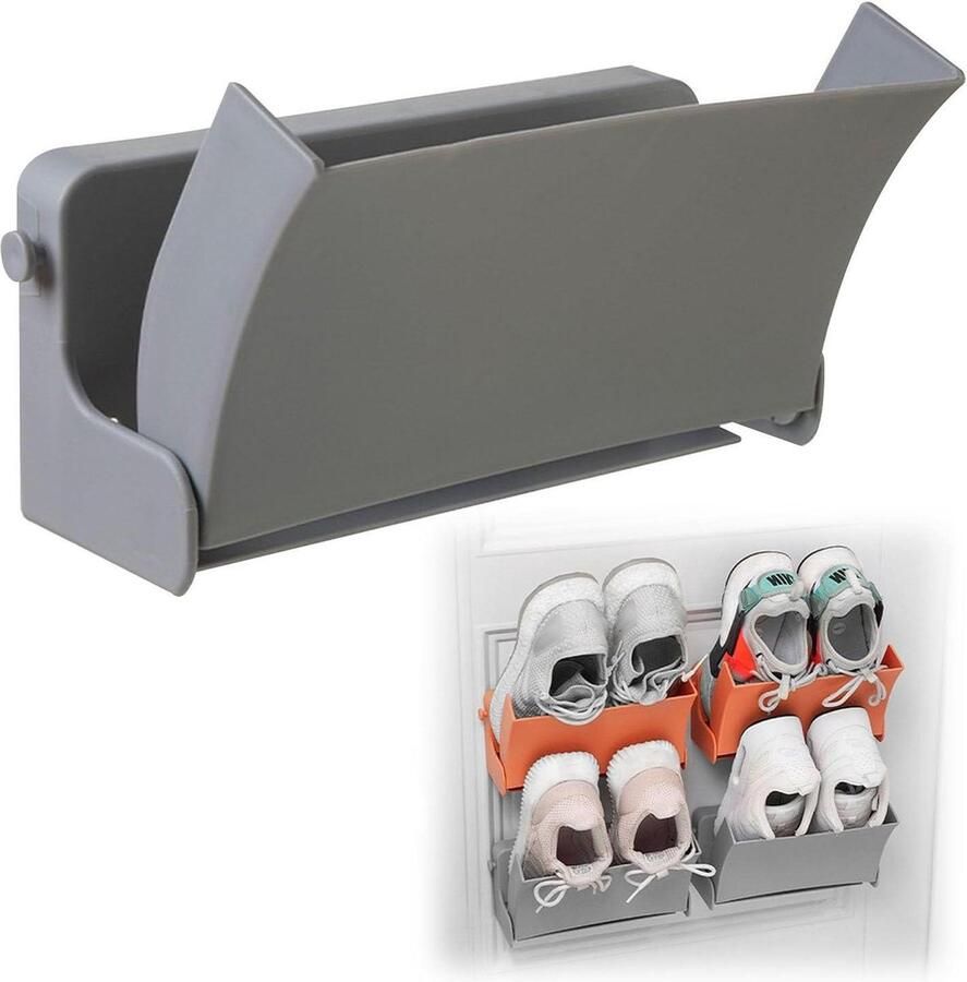 Wandmontage schoenenrek kunststof houder opvouwbaar wandmontage schoenenrek grijs 225 x 105 x 65 cm boren-vrije schoenhouder hal en hal schoenenhanger 1 stuk