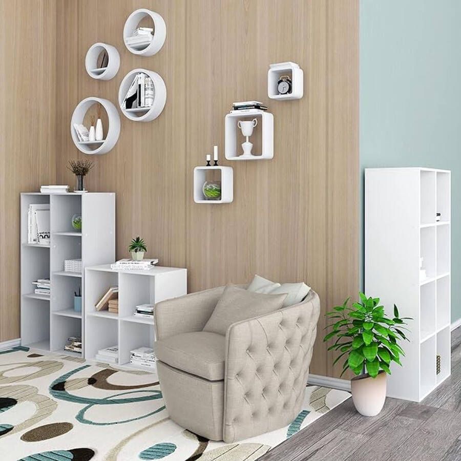 3 Stukken Wandrekken kubus plank MDF Wandrek elegant voor decoratie Wit