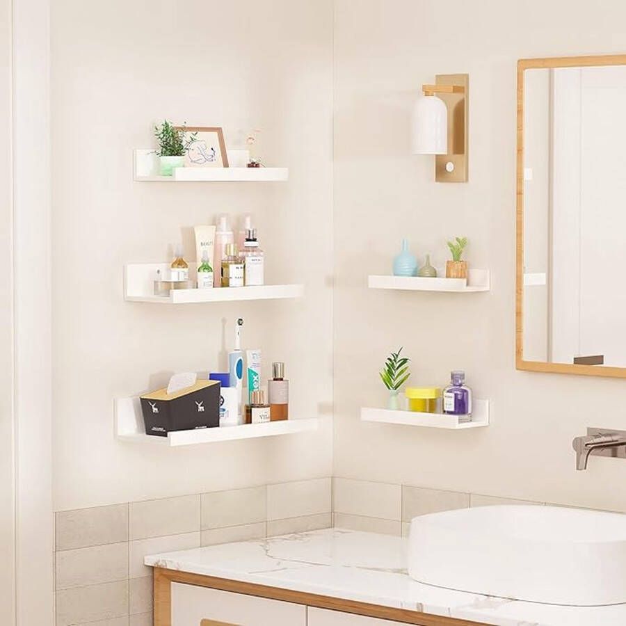 Wandmontage stabiele plank voor presentatie voor woonkamer badkamer keuken vintage 8.7 L x 18.1 W x 42.7 H cm set of 5