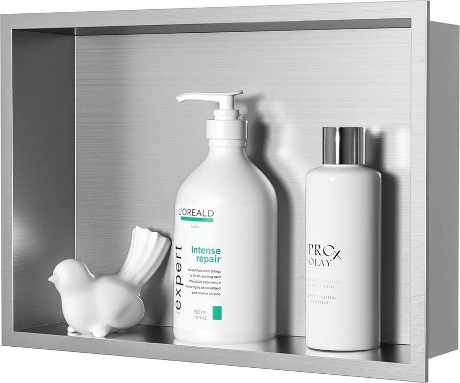 Wandnis douche roestvrij staal douche enkele plank opslag voor badkamer 45 x 30 cm geborsteld