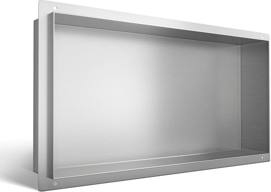 Wandnis douche roestvrij staal douchebak randloos 60 x 30 cm enkele plank opslag voor badkamer geborsteld