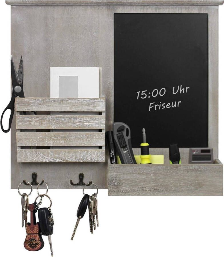 Wandorganizer 46 5 x 52 5 x 6 cm met bord planken en metalen haken wandplank voor kantoor en huishouden