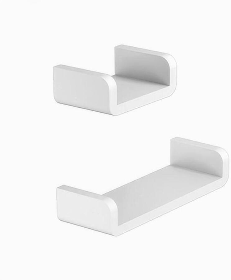 Wandplank 2 stuks Woonkamerdecoratie Lengte 21 32 cm Zwevende plank Draagvermogen 10 kg Woonkamer Kantoor Badkamer Keuken Glanzend wit