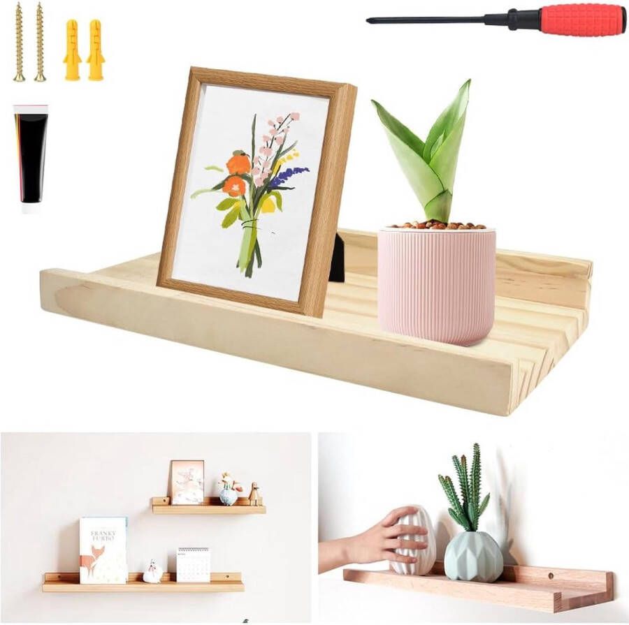 Wandplank 30 cm fotolijst hout wandplank massief zwevend rek hangplank houtnerf kruidenrek boekenplank rustieke houten planken met lip voor slaapkamer woonkamer badkamer