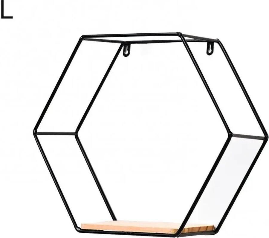 Wandplank 6 Hoekig Wandrek Houte Basis Zwart