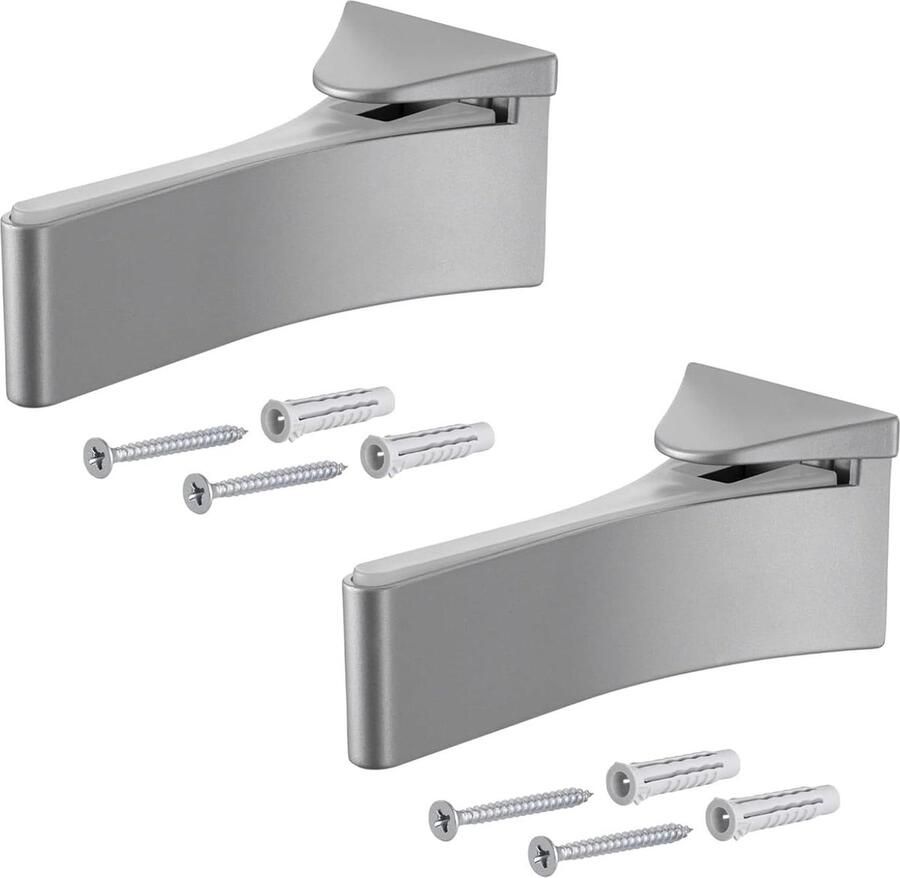 Wandplank beugel metaal Zilver Geanodiseerd Zware plankbeugel MAFOS Plankdikte 6-30mm Draagvermogen 50kg 2 Stukken