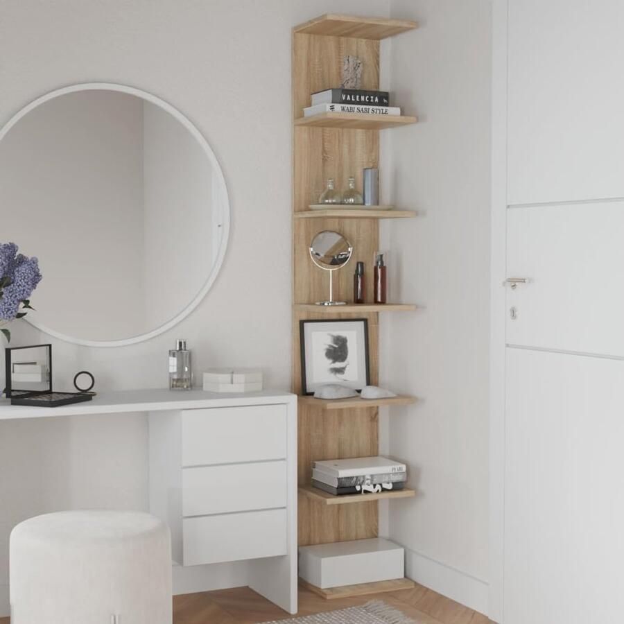Wandplank Boekenkast Multifunctionele Opbergplanken 7 Stuks Sonoma