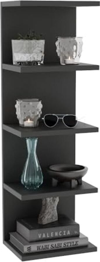 Wandplank Boekenkast Zwevende Planken voor Slaapkamer Woonkamer Badkamer Keuken Bureau 5 Planken Zwart
