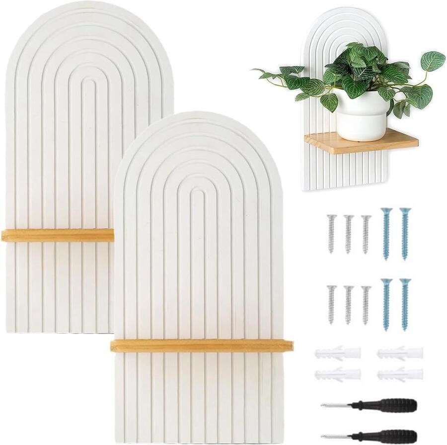 Ibenzoa Houten Wandrek in Boho Stijl voor Decoratie en Opbergruimte in Elke Kamer