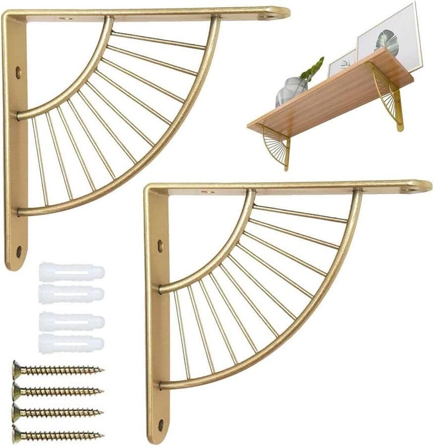 Wandplank consolehouder roestvrij staal wandrek bevestiging Zwevende driehoekige houder voor keuken Slaapkamer 20 cm Goud