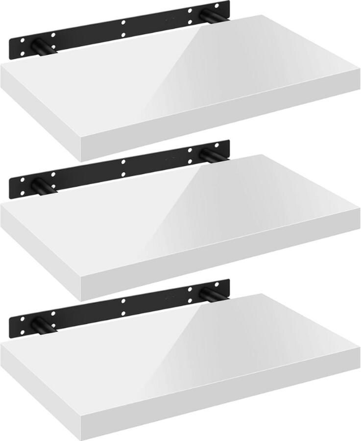 Wandplank Deluxe Zwevend 40cm Wandplanken tegen muur Wandrek Fotoplank kinderkamer Boekenplank Hout MDF Wit