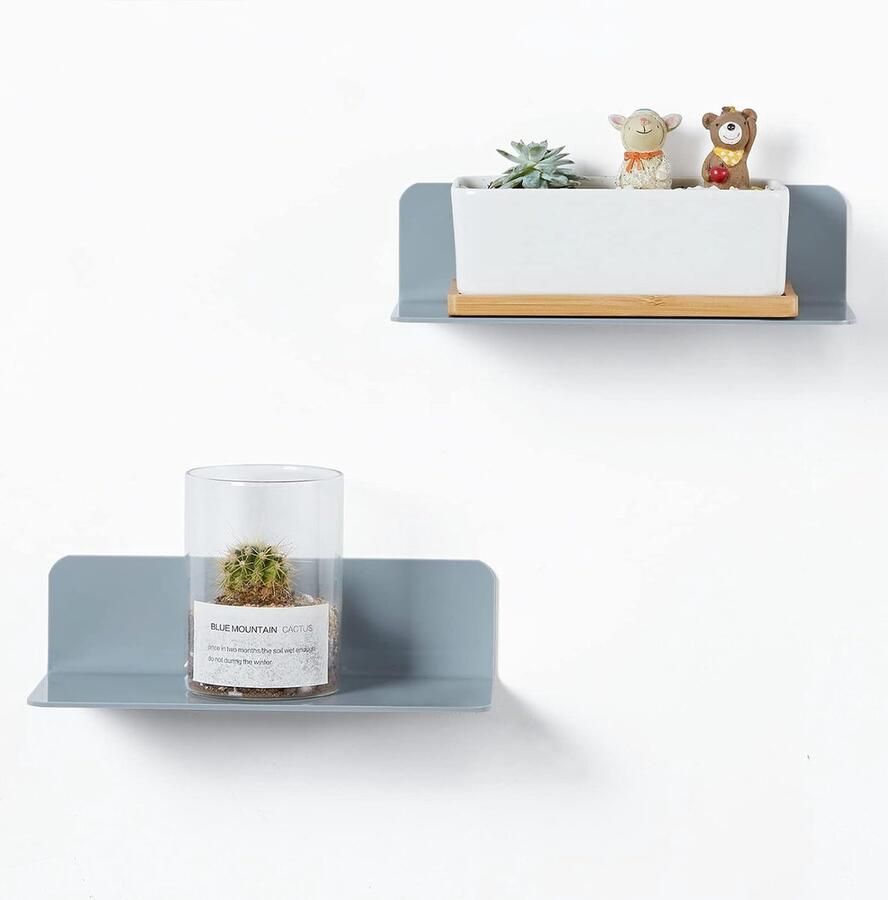 Wandplank grijs 2 stuks met 4 kabelclips zwevende plank voor kinderkamer slaapkamer badkamer keuken woonkamer kantoor lengte 22 9 cm acrylplank zonder boren