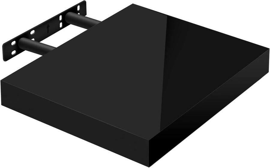 Wandplank Hoogglanzend Zwart Vrij Zwevend Wandrek voor Boeken CD's en Decoratie 30 x 22 9 x 3 8 cm