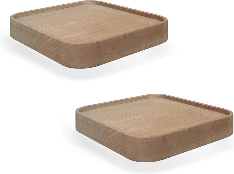 Wandplank Hout Planten Zwevende Plankbeugel Wandrek Plein Kruidenrek Muurrek Hangrek presentatie voor plant foto kaarsen Moderne Wanddecoratie Design Set van 2 (Vierkant 12cm)