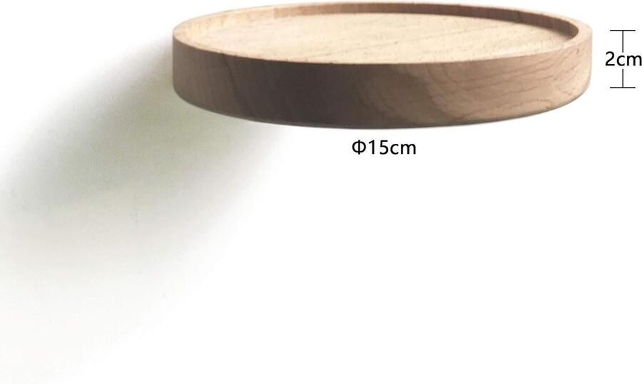 Wandplank Hout Planten Zwevende Plankbeugel Wandrek Rond Kruidenrek Muurrek Hangrek presentatie voor plant foto kaarsen Moderne Wanddecoratie Design Set van 2 (Doorsnee Ø15cm)
