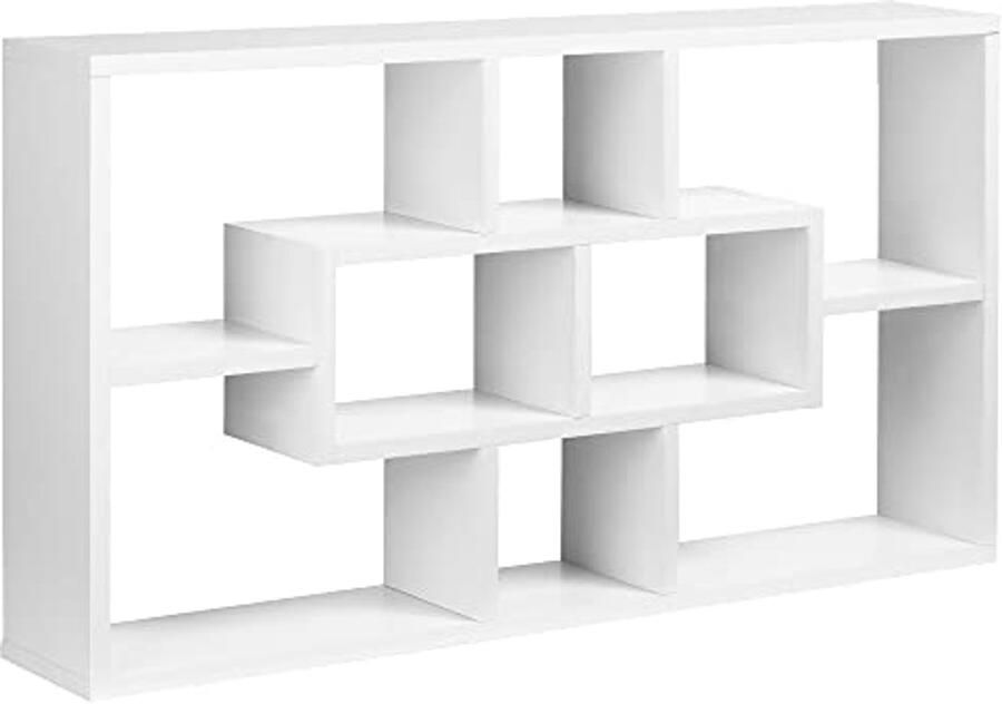 Wandplank hout wit 85 x 14 5 x 47 5 cm Zwevende boekenplank organizer