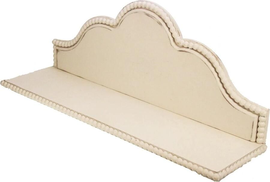 Wandplank hout wit met bolletjes rand 68x18 5x26cm