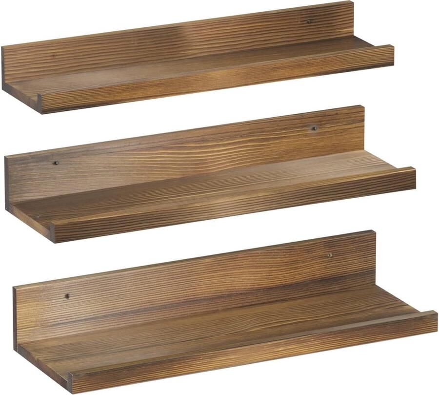 Wandplank houten zwevende plank U-vormige wandplank set van 3 rustieke hangende plank voor woonkamer slaapkamer keuken badkamer kantoor