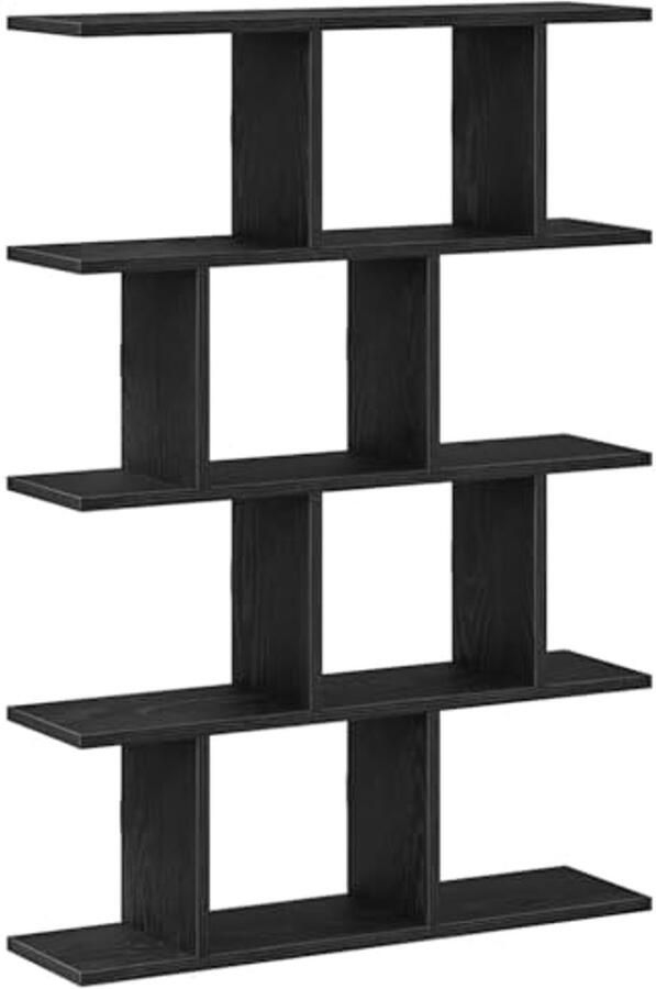 Wandplank Kubus 12 Compartimenten Verwerkt Hout Zwart Drijvende Plank voor Wand