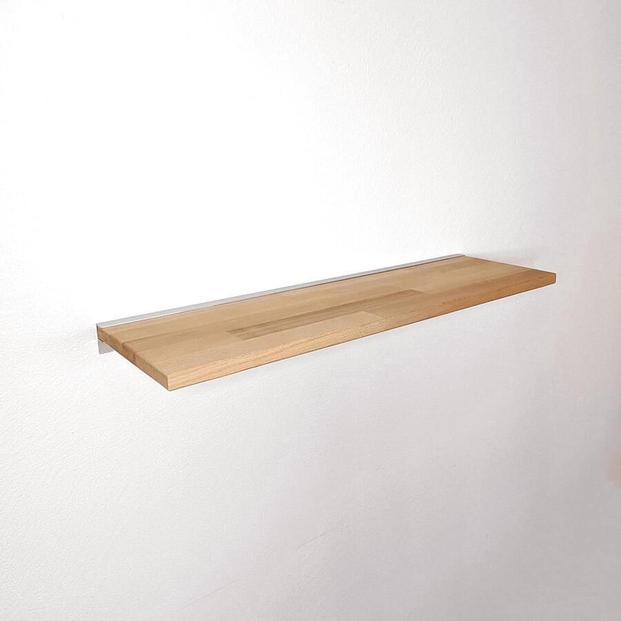 Wandplank Massief Hout Modern Zwevend Rek 1 stuk Bruin Beuken 39 cm