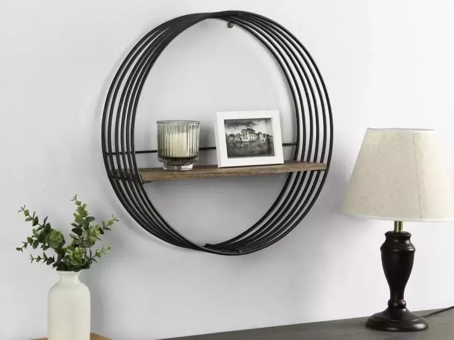 Wandplank met 1 plank Mdf en metaal L50 x D13 x H50 cm Zwart MOHA L 50 cm x H 50 cm x D 13 cm - Foto 2