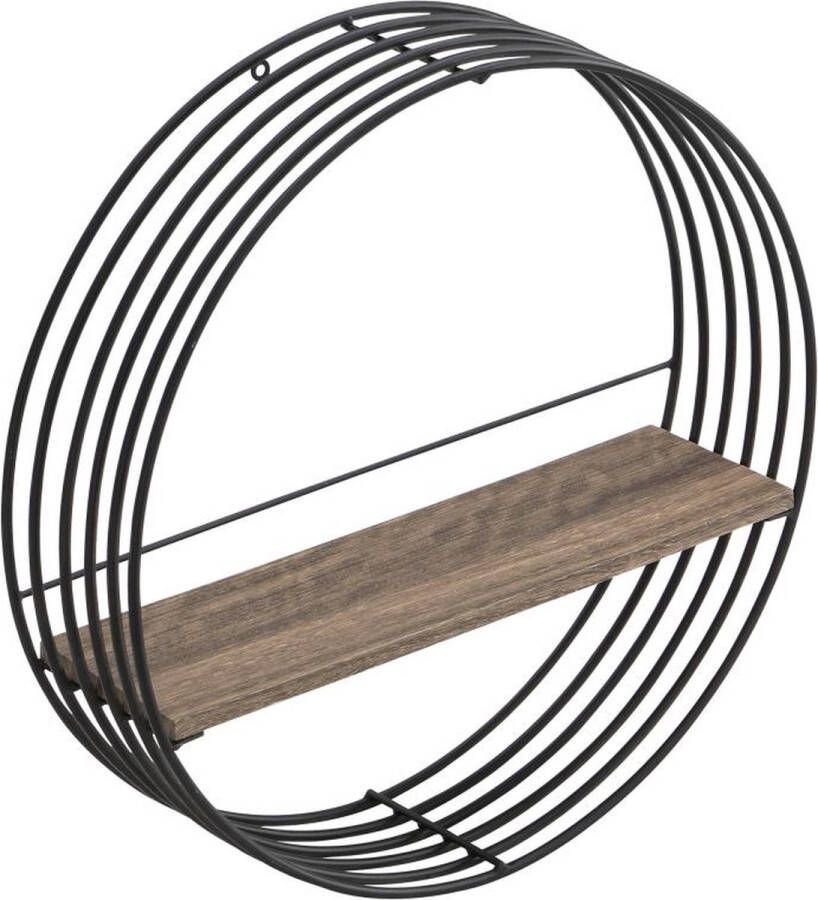 Wandplank met 1 plank Mdf en metaal L50 x D13 x H50 cm Zwart MOHA L 50 cm x H 50 cm x D 13 cm