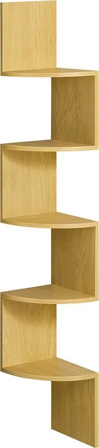 Woon Wereld Wandplank met 5 niveaus voor boeken in natuurlijke eikenkleur - Foto 1