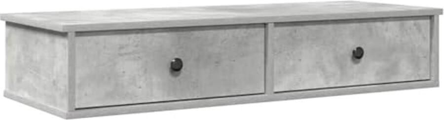 Wandplank met Lade 100x37.5x19cm Houtsnijwerk Betonnen Grijs Wandopbergkast Wandopslag