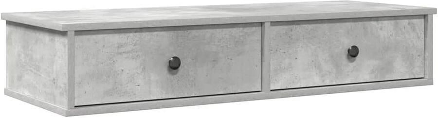Wandplank met Lade 100x37.5x19cm Houtsnijwerk Betonnen Grijs Wandopbergkast Wandopslag